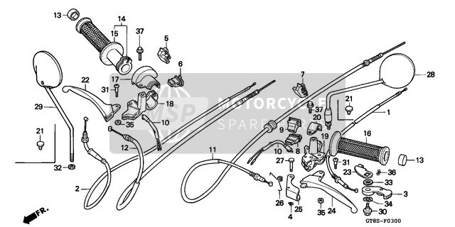 Honda PK50S 1995 Palanca de la manija/Cambiar/Cable para un 1995 Honda PK50S